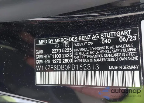 2023 Mercedes-Benz E 350 z USA, uszkodzony, nr VIN W1KZF8DB0PB162313